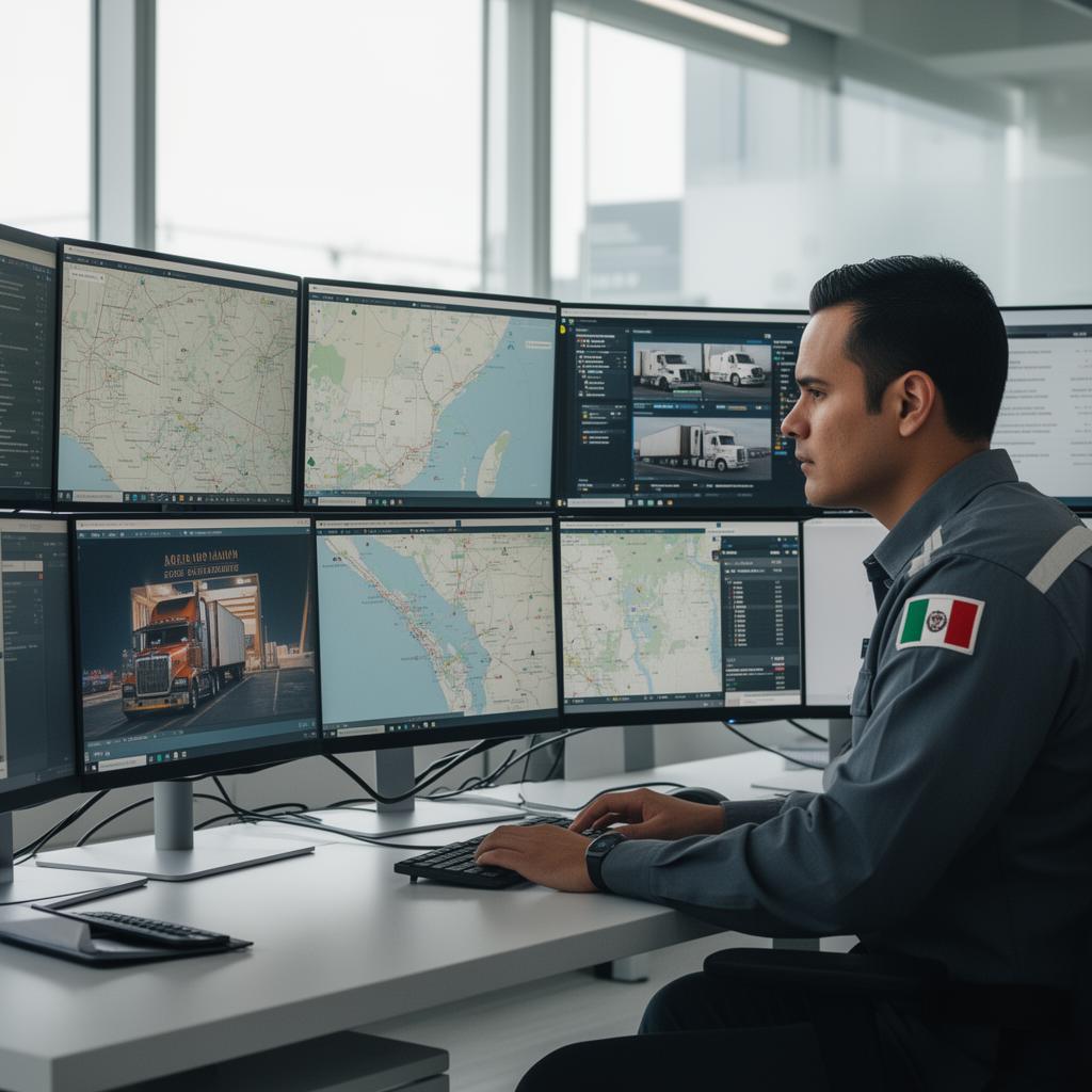 Operador en una torre de control monitoreando la flota en tiempo real